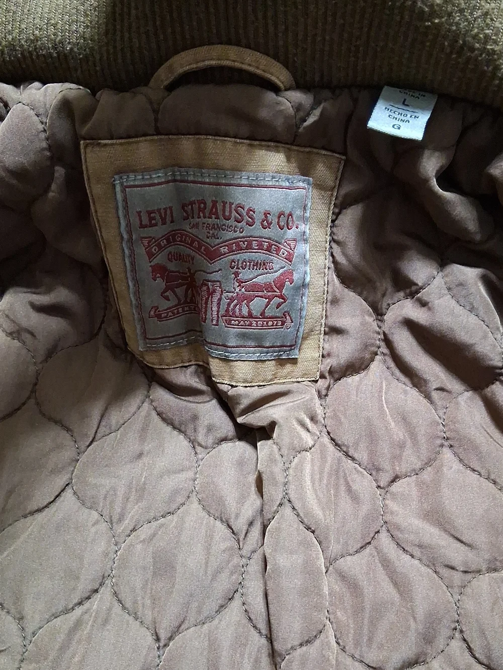 LEVI'S STRAUSS JACKET Jean Men  LARGE BROWN Trucker ? Denim Used Coat LINED